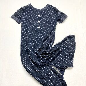 Petite Sophisticate Vintage Polka Dot Maxi Dress Womens Size 8 Navy Blue Viscose